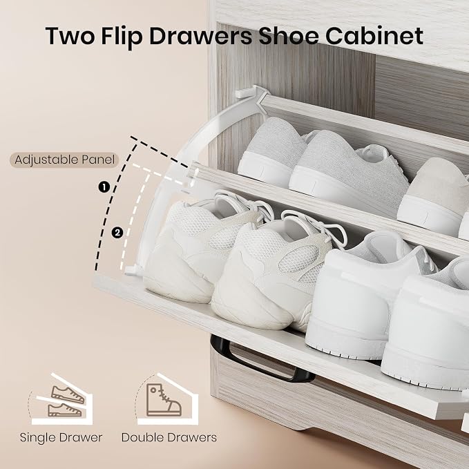 Shoe Storage Bench Cushion, Entryway Bench with Storage, End of Bed Shoe Benches, Small Shoe Rack Benches, Entry Way Shoes Cabinet for Entryway, Bedroom, Living Room, Farmhouse, White - Image 7