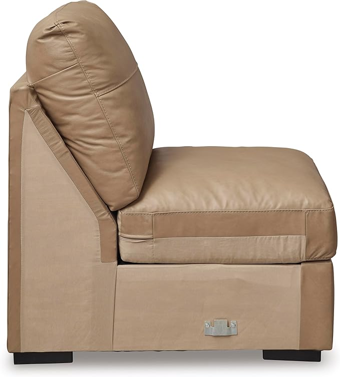 Signature Design by Ashley Bandon Modern Leather Match Left-Arm Facing 3-Piece Sectional with Removable Cushions and Armrest, Light Brown