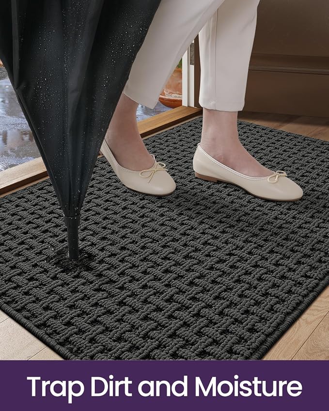 DEXI Front Entryway Door Mat Non Slip 48x72, Large Double Entry Way Mats Inside Entrance Low Profile, Welcome Doormat Dirt Trapper for Garage House Floor Home Porter Hall Backdoor Area, Dark Grey - Image 5