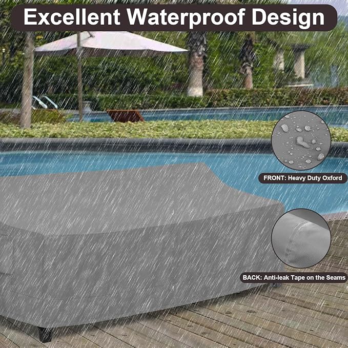 PureFit Outdoor Couch Cover Waterproof Patio Sofa Furniture Covers, 4-Seater Outdoor Cover with Air Vent and Handles, 104W x 40D x 35H Inches, Gray - Image 4