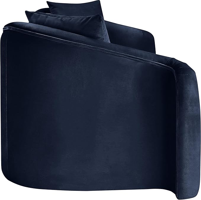 Meridian Furniture 44052Navy-S Destin Collection Modern | Contemporary Sofa with Ultra Luxe Navy 460 GSM Velvet, Rich Curves, 91" W x 34.5" D x 31" H, Navy