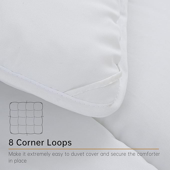 Queen Comforter Duvet Insert White, All Season Down Alternative Comforter, Ultra Soft Quilted Bedding Comforter with 8 Corner Tabs, Machine Washable