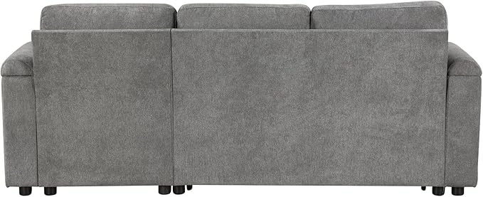 Eafurn 83.5" Sleeper Sectional Sofa with Pull Out Couch Bed, Convertible L-Shaped Sofa with Storage Chaise, Quick Assemble Sleeper Corner Sofa with Cup Holders & USB Ports