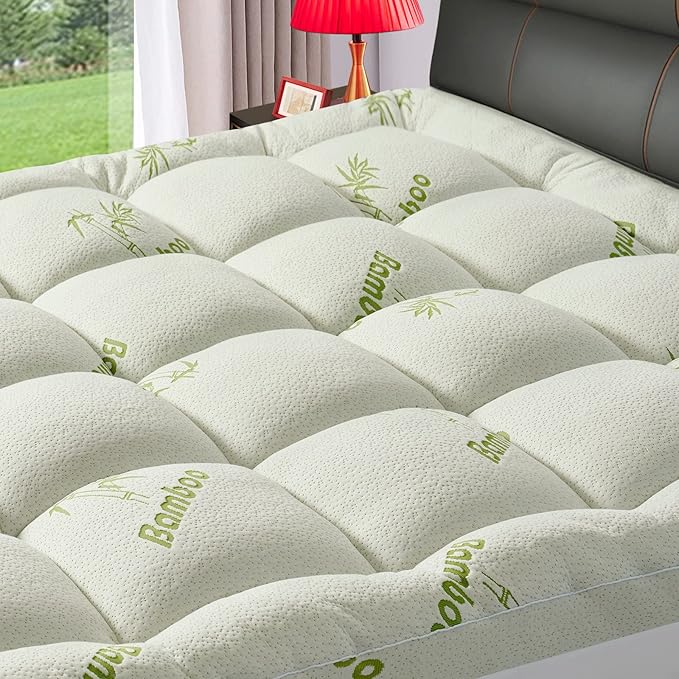 PATSBA Premium Viscose Made from Bamboo Short Queen RV Size Mattress Topper, Quilted Fitted Extra Thick Mattress Pad,Pillow Top Mattress Cover with Deep Pocket Up to 21 Inches（60 * 75inch）
