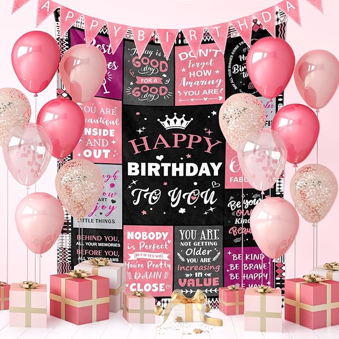 Birthday Gifts for Women - Happy Birthday Decorations Blanket - Gifts for Women Birthday Unique - Womens Birthday Gift Ideas for Her Wife Daughter Mom Sister Grandma - Soft Throw Blanket 60"x80"