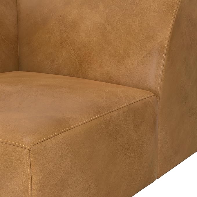 SIMPLIHOME Rex Corner Sofa Module in Full-Grain Genuine Leather, Sienna, 38-inches Wide, Handcrafted Modern-Style Corner Accent Chair for Living Room and Family Room