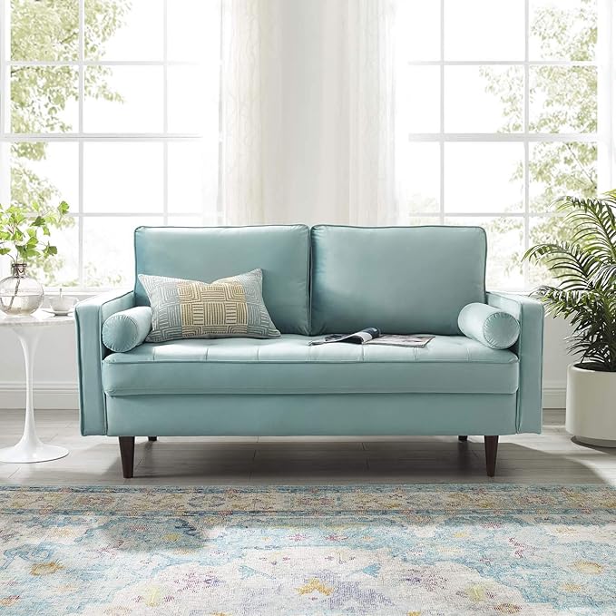 Modway Valour Performance Velvet Loveseat, Mint Valour Performance Velvet Loveseat