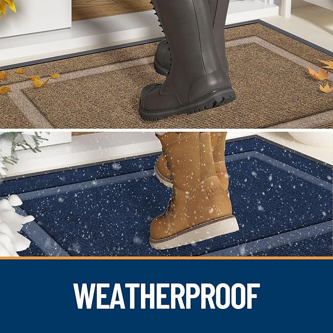 OLANLY Front Door Mat Indoor Outdoor Entrance, Waterproof All-Season, All-Weather Doormat, Sturdy Natural Rubber, Fade Resistant, Low Profile, Easy Clean Patio Porch Entryway Mat, 47x32, Black - Image 3