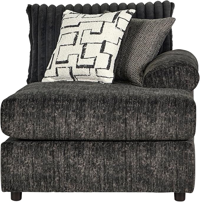 Roundhill Furniture Nason Wide Wale Corduroy Sectional Sofa Chaise, Charcoal