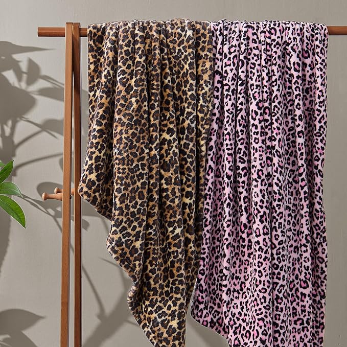 BEDELITE Fleece Blanke for Couch & Bed Pink Leopard Throw Blanket ?€? Soft & Cozy Cheetah Blanket for Sofa, Lightweight Fleece Animal Print Decor, for Women 50"x 60", Pink