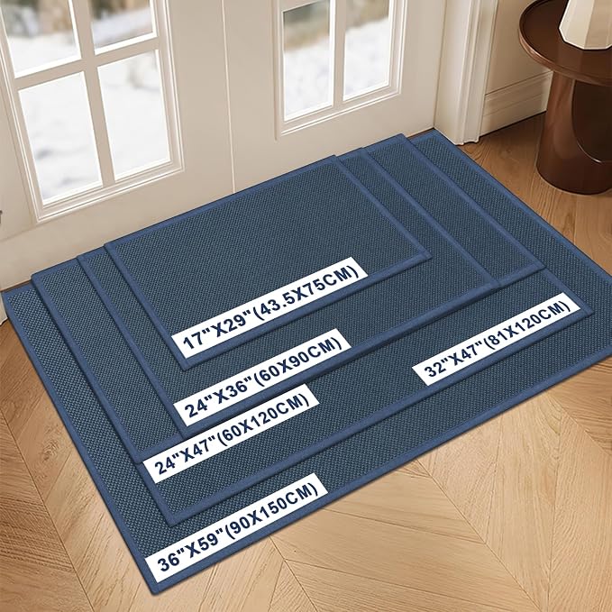 LEKEEPGO Door Mat 36"x59", Non Slip Door Mat Indoor Entrance, Rubber Backing Front Indoor Doormat Washable Absorbent Low-Profile Entryway Entry Resist Dirt Inside Door Mats, Cyan Blue - Image 2
