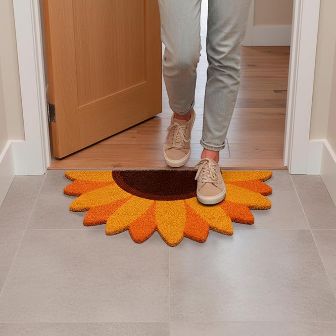 Fisura – Doormat Outdoor Entrance, Outdoor mats for Front Door, Welcome mat. Made of Coconut Fiber with Non-Slip PVC Base, Doormat Hand-Painted, 30x18 inches. (Sunflower) - Image 5
