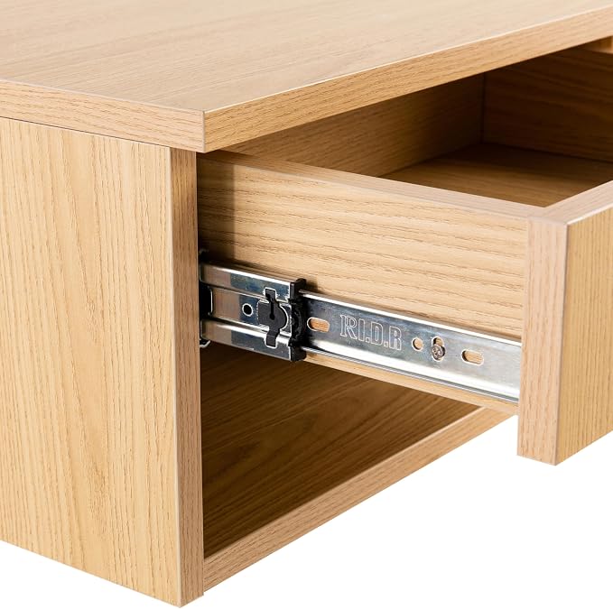 JONATHAN Y Ettore 15.71" Mid-Century Modern Floating Wall Mounted Nightstand with Soft-Close Drawer and Cable Hole, Light Oak (Set of 2) (NST2002C-SET2) - Image 5
