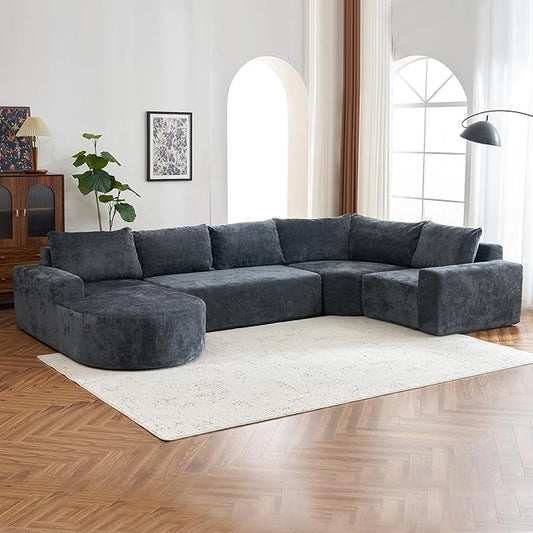 Ball & Cast Oversized Modular Sectional Sofa Cloud Couch,141.7" Modern Upholstered Couch w/Deep Seat Comfy Couches,Minimalist Sleeper Sofas,for Living Room,Apartment,Grey