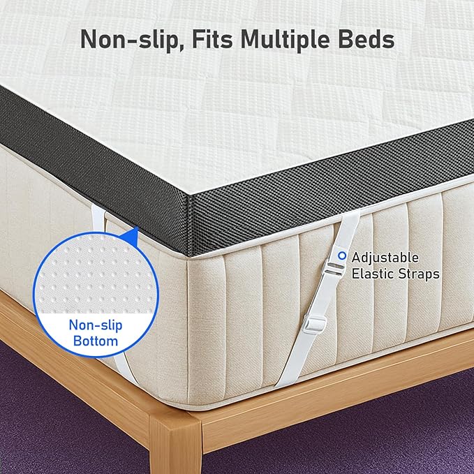 Extra Firm Mattress Topper Full: 3 Inch High Density Foam for Back Pain - Extra Support Breathable Bed Topper - Bamboo Washable Cover with Anti-Slip Straps - CertiPUR-US Oeko-Tex Certified 75x54