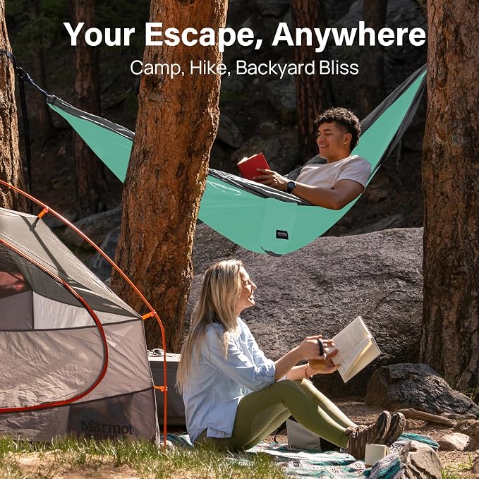 Kootek Camping Hammock, Portable Hammocks with Tree Straps & Attached Carry Bag, Camping Essentials Gear, Perfect for Outside Indoor Hiking Beach Backpack Travel - Image 7