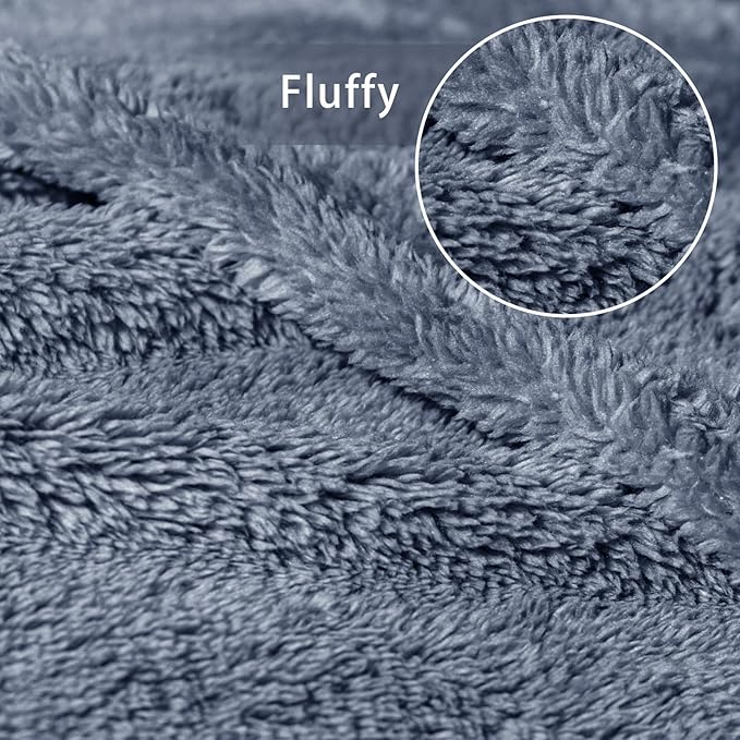 Exclusivo Mezcla Queen Size Blanket for Bed, Super Soft Velvet Plush Fleece Blankets, Fuzzy Cozy and Warm for Winter, 90x90 Inches, Stone Blue
