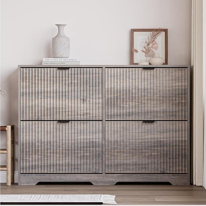 BORNOON Large Shoe Cabinet for Entryway, Shoe Rack Cabinet with 4 Flip Drawer and Adjustable Shelves for Small Apartment, Foyer - Image 6