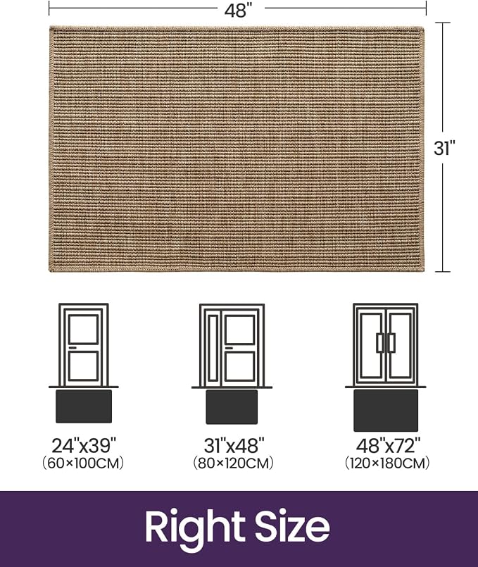 DEXI Dirt Trapper Door Mat, 31x48 Washable Doormat, Dirt Resistant and Absorbent, Easy Clean Low-Profile Floor Rugs for Entryway, Front Door, and Inside Entrance, Beige - Image 2