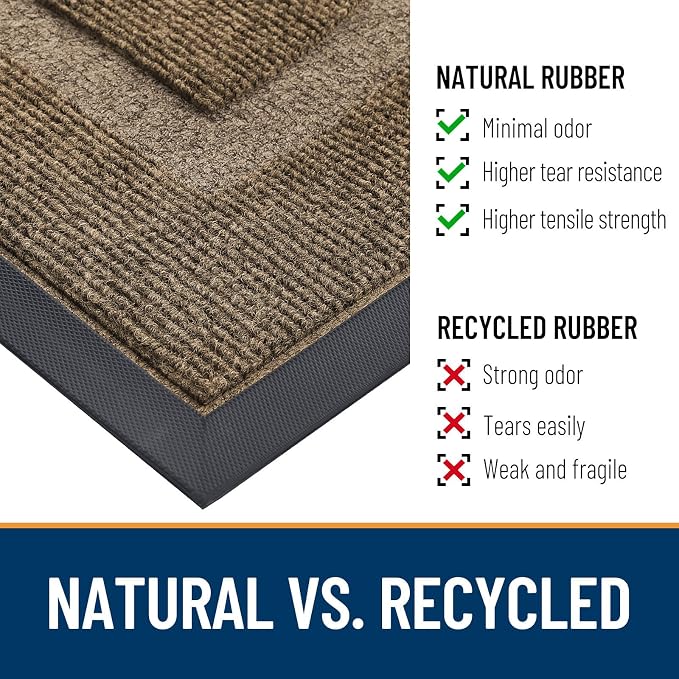 OLANLY Half Circle Door Mat Indoor Outdoor Entrance Welcome, Waterproof All-Season, All-Weather Doormat, Sturdy Natural Rubber, Low Profile, Easy Clean Patio Porch Entryway Mat, 29.5x17, Brown - Image 5