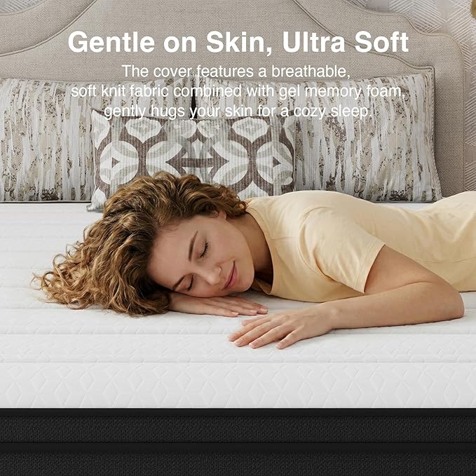Novilla Queen Mattress in a Box, 10 Inch Cooling Hybrid Mattress with Upgraded Pocketed Coils & Gel Memory Foam, Enhanced Support, Reinforced Edge, Motion Isolation, Pressure Relief, CertiPUR-US