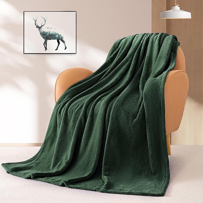 BEAUTEX Fleece Throw Blanket for Couch Sofa or Bed??? Throw Size Soft Fuzzy Plush Blanket, Luxury Flannel Lap Blanket, Super Cozy and Comfy for All Seasons (Emerald Green, 50" x 60")
