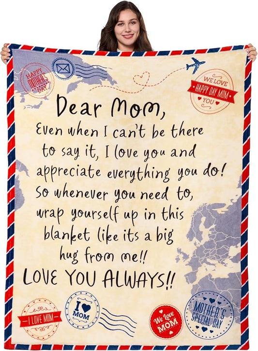 Joiedomi Mothers Day Blanket Gifts for Mom Birthday Gifts Soft Flannel Blanket for Mom Grandma from Daughter Son 50" x 60" Brown