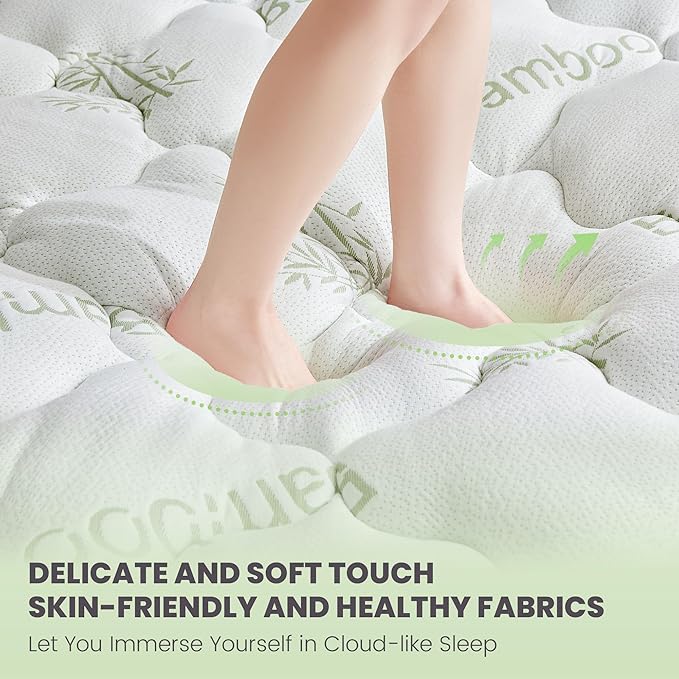 BDEUS Full Mattress Topper Viscose Derived from Bamboo Extra Thick Mattress Pad, Ultra Soft Cooling Mattress Protector Cover with 21" Deep Pocket for Back Pain Relief