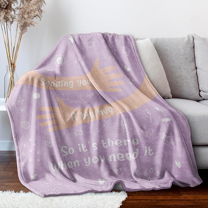 Afterprints Get Well Soon Gifts for Women Men, Hug/Healing Blanket, Thinking of You/Cancer Care/Sympathy/After Surgery Gifts for Friends, Sister, Coworkers, Soft Throw Blankets 50'' x 60''