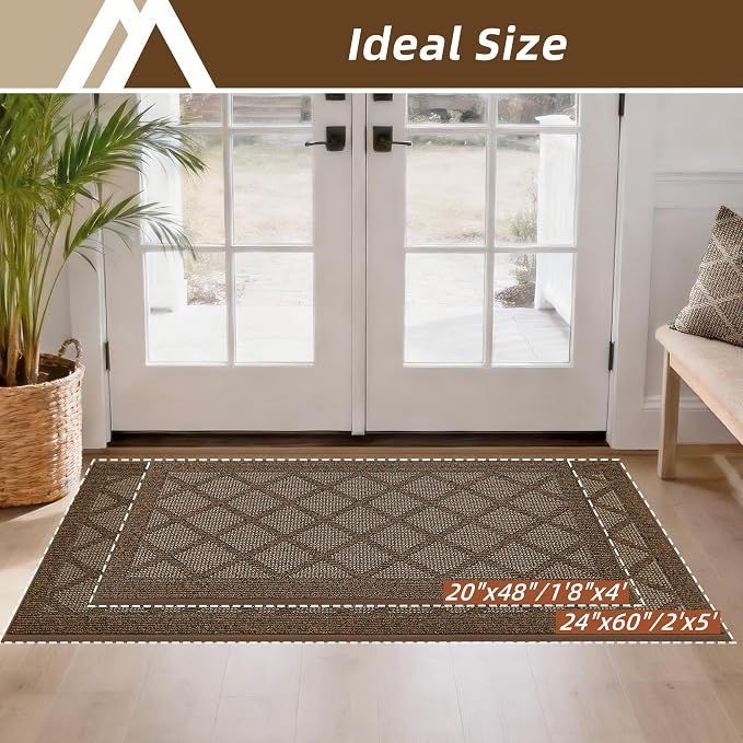 COSY HOMEER Non-Slip Door Mat 20"x48", Entryway Rugs Low Profile Absorbent Dirt Trapper Doormat for Front Entrance, Washable Polypropylene Entry Mat (Brown) - Image 5