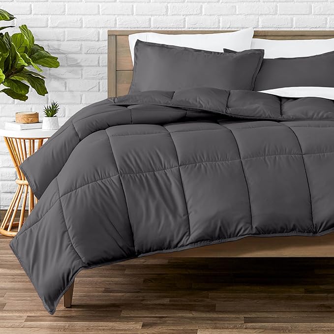 Bare Home Comforter Set - California King Size - Ultra-Soft - Goose Down Alternative - Premium 1800 Series - All Season Warmth (California King, Forged Iron Grey)