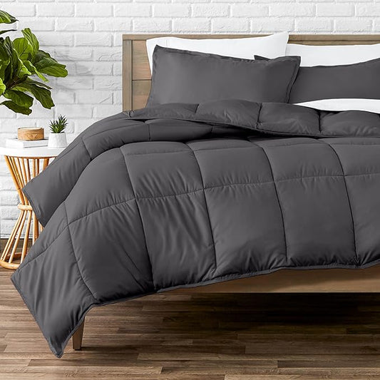 Bare Home Comforter Set - California King Size - Ultra-Soft - Goose Down Alternative - Premium 1800 Series - All Season Warmth (California King, Forged Iron Grey)