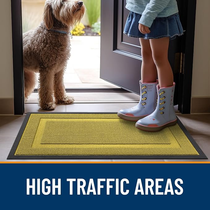 OLANLY Front Door Mat Indoor Outdoor Entrance, Waterproof All-Season, All-Weather Doormat, Sturdy Natural Rubber, Low Profile, Easy Clean Patio Porch Entryway Mat, 59x23, Lime Green - Image 7