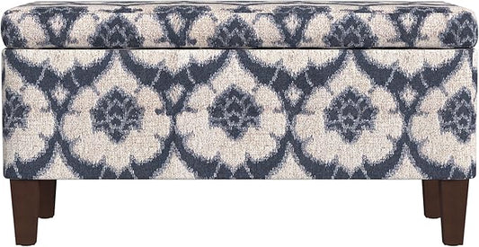 HomePop Large Decorative Storage Bench - Blue Medallion Print by HomePop