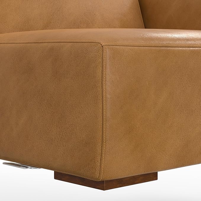 SIMPLIHOME Rex Right-Arm Sofa Module in Full-Grain Genuine Leather, Sienna, 44-inches Wide, Handcrafted Modern-Style Right-Arm Accent Chair for Living Room and Family Room