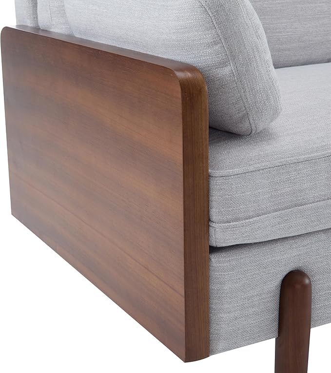 Christopher Knight Home Arboris Modern Rubberwood Frame, Fabric Upholstered Loveseat, Living Room/Bedroom/Apartment Couch/Sofa with Toss/Back Pillows and Removable Cushions, Light Gray+Light Walnut