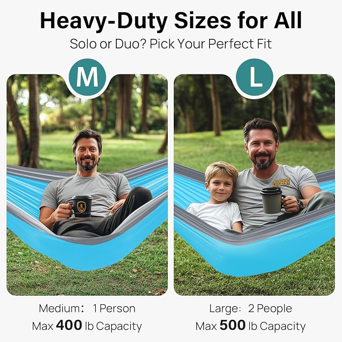 Kootek Camping Hammock, Portable Hammocks with Tree Straps & Attached Carry Bag, Camping Essentials Gear, Perfect for Outside Indoor Hiking Beach Backpack Travel - Image 2