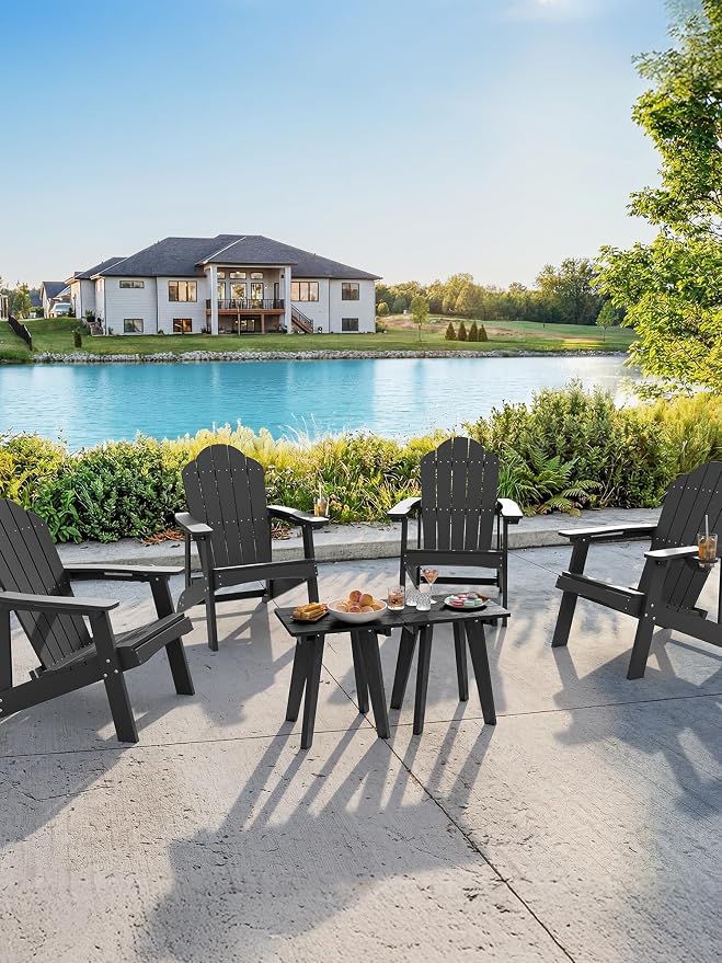 Outdoor Side Table, HDPE Weather Resistant Small Patio Table for Porch and Balcony, 200 LBS Capacity Heavy Duty Small Outdoor Table for Backyard and Pool, Easy Maintenance, Black - Image 8