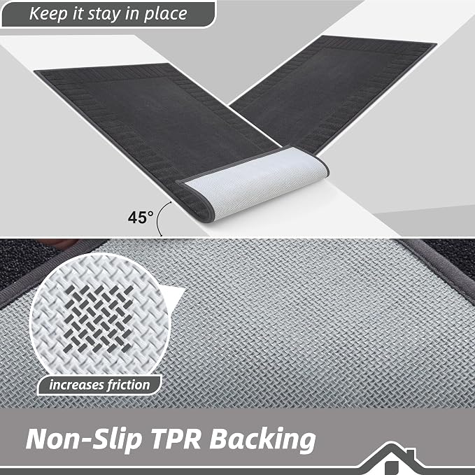 BEQHAUSE Door-Mat Non-Slip Front Doormat Low-Profile Entrance Mats for Front Door Entry Resist Dirt Washable Doormat Absorbent Entryway Door Mat,Dark Grey, 36"x60" - Image 4