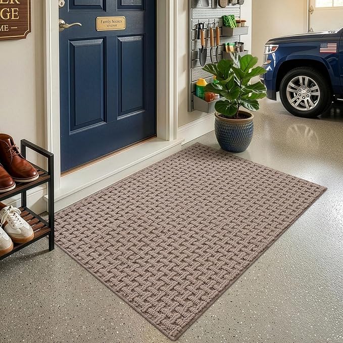 LUMI Washable Door Mat Indoor Entrance 36x60, Dirt Trapper Front Door Mats with Absorbent Interior and Non-Slip Rubber Backing, Entryway Doormat, Beige - Image 9