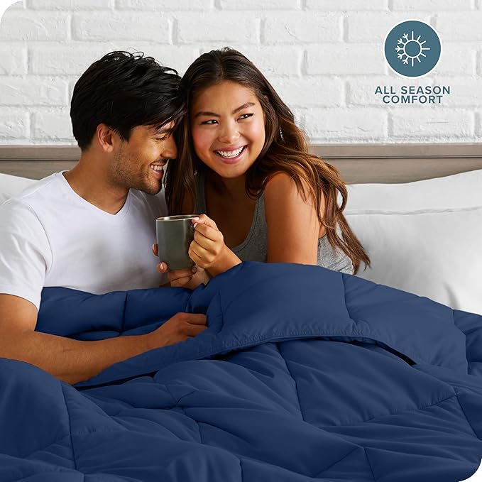 Bare Home Duvet Insert Comforter - Oversized King - Goose Down Alternative - Ultra-Soft - Premium 1800 Series - All Season Warmth - Bedding Comforter (Oversized King, Dark Blue)