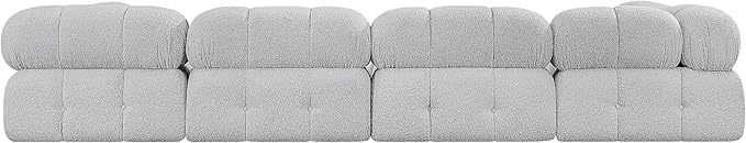 Meridian Furniture 611Grey-S136A Ames Collection Modern | Contemporary Modular Sofa with Rich Grey Boucle Fabric, Modular to Create Infinite Configurations, 136" W x 34" D x 28" H, Grey