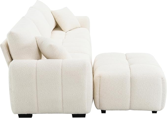 ERYE 110" L-Shaped Sectional Sofa 4 Seat Tufted Sofa Couches with Ottoman, Oversized Tufted Boucle Upholstered Corner Sectional Couch for Living Room Home Apartment