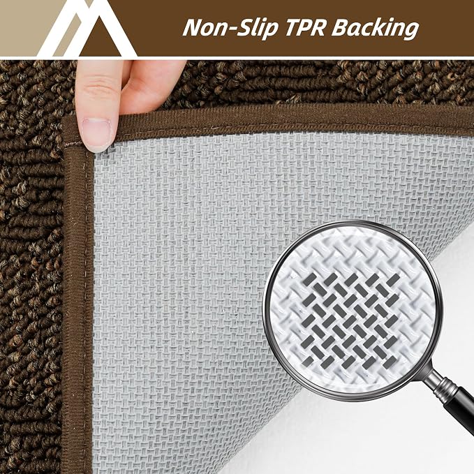 COSY HOMEER Non-Slip Door Mat 20"x32", Entryway Rugs Low Profile Absorbent Dirt Trapper Doormat for Front Entrance, Washable Polypropylene Entry Mat (Dark Brown) - Image 4