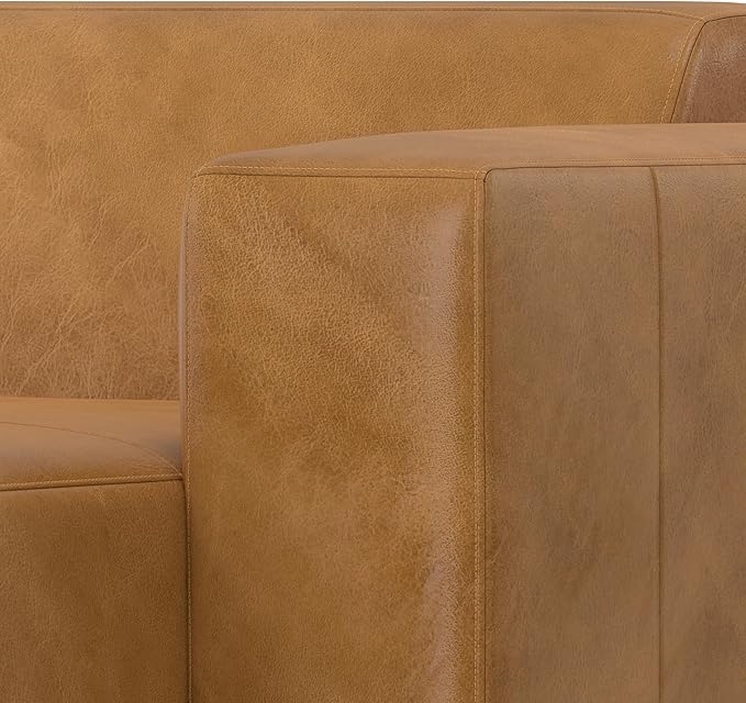 SIMPLIHOME Rex Right Chaise Sofa Module in Full-Grain Genuine Leather, Sienna, 44-inches W x 69.5-inches D, Handcrafted Modern-Style Right-Arm Chaise Lounge Chair for Living Room and Family Room