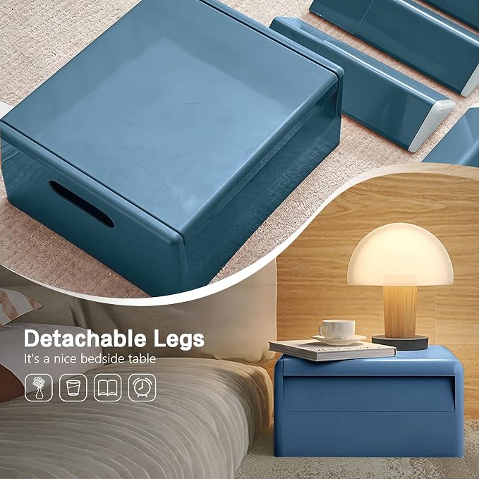Nightstand Bedside Table with Storage Space, Multifunctional Colorful Plastic End Table Small Side Table for Bedroom, Dorm and Small Spaces, Easy Assembly(11.8" D x 15" W x 15.7" H, Blue) - Image 7