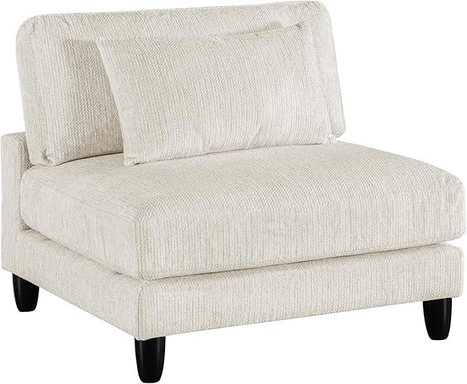 Lexicon Modular Sectional Sofa for Living Room, Microfiber Upholstery Armless Chair with Pillow, Units of Modular Sectional Couch, Upholstered Chair for Customizable Sectional Sofa Couch, Beige
