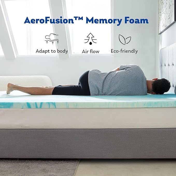 MLILY 4 Inch King Memory Foam Mattress Topper with Gel Infusion, Cooling Pad in a Box, CertiPUR-US Certified, 76”x80”, Blue