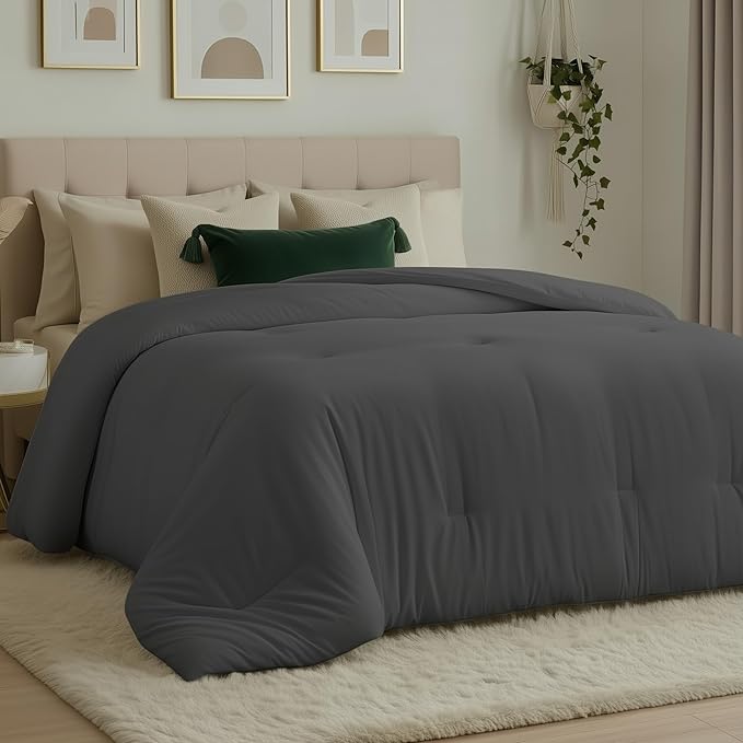 Utopia Bedding Comforters Twin Size, All Season Duvet Insert, Down Alternative Twin Comforter with Corner Tabs, Machine Washable Bed Comforter 64 x 88 Inches (Grey)