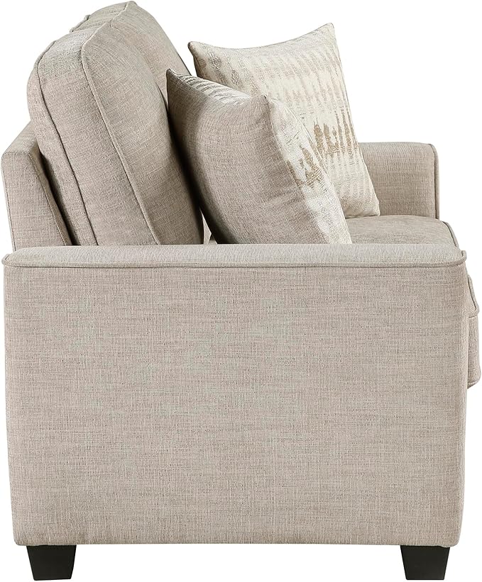 Lexicon Chenille Upholstered Loveseat Sofa with 2 Pillows, Removable Cushion Covers, Track Arms, Reversible Back and Seat Cushions, Comfy Love Seat Couches for Living Room/Office/Bedroom, Taupe